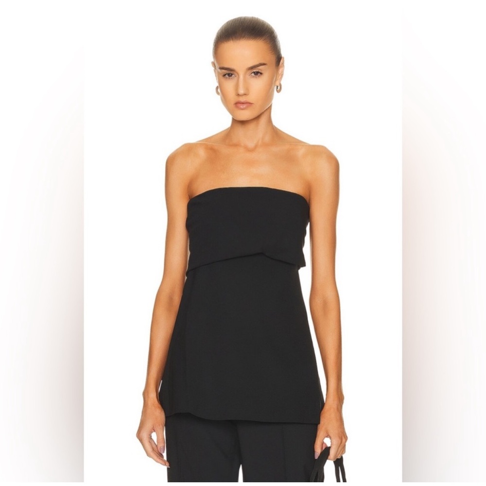 Toteme Wool Crepe Fold Over Blouse